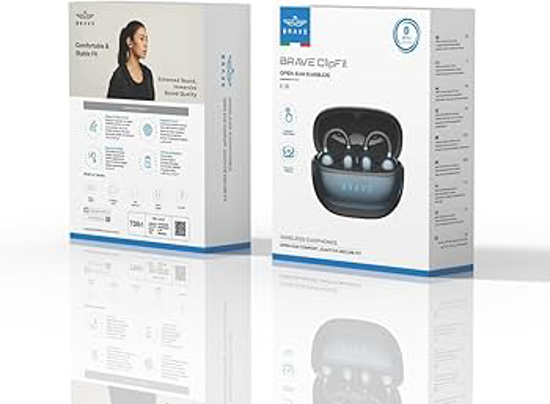 Image sur Écouteurs sans fil à clip BRAVE ClipFit à oreille ouverte, casque Bluetooth 5.4 sans fil avec étui de chargement,